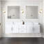 Meuble-lavabo double blanc brillant l 80 po x P 22 po avec plateau en marbre de Carrare-1539486408