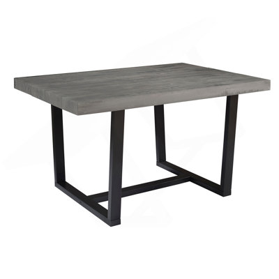 Table de salle à manger rustique en métal et patiné - gris