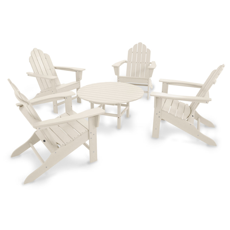 POLYWOOD Long Island Adirondack 5-Piece Conversation Group, Sand