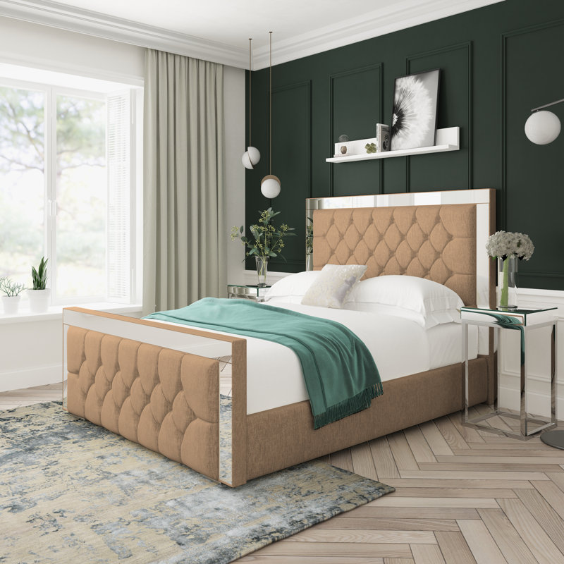Sage Chenille Upholstered Ottoman Bed Frame, Mink, Single (3')