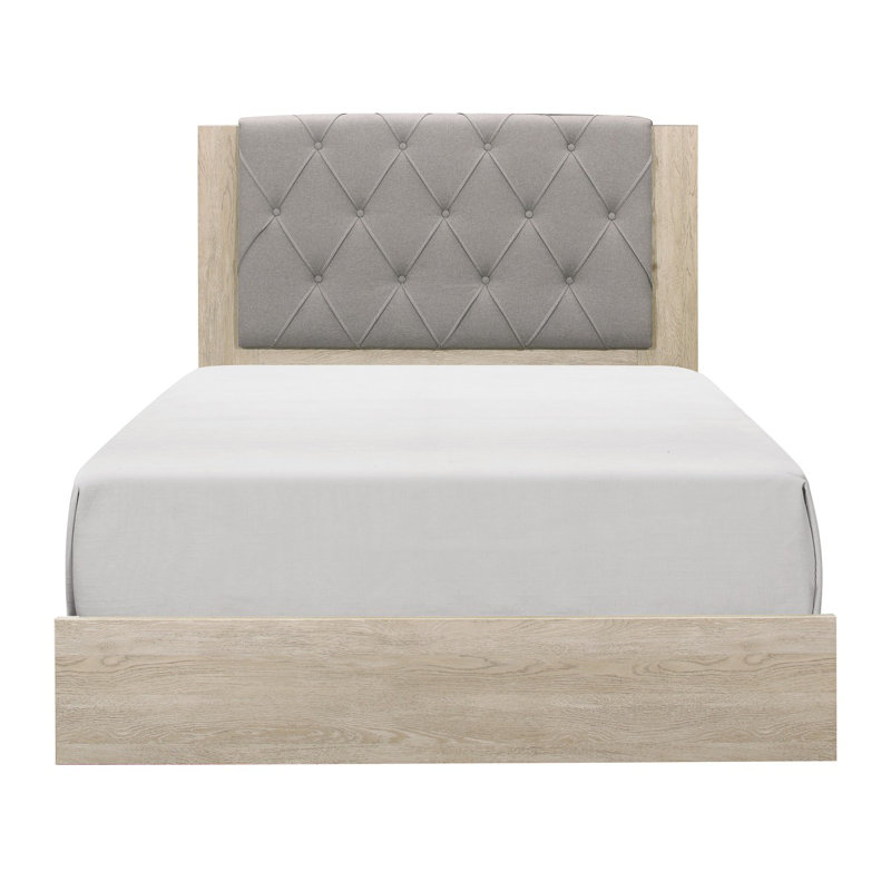 Lit standard touffeté en bois massif Yashira, Grand