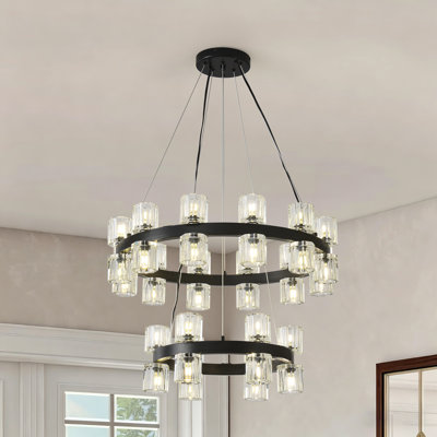 Lustre en cristal 30 lumières 2 anneaux