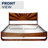  Sunset Solid Acacia Wood Queen Platform Bed, Tall Headboard, Mid-Century Art Deco Design, No Box Spring Needed, Sturdy Slat Support, Scratch & Water-Resistant, Walnut Finish-991808749-991808751