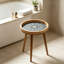 Handmade Round Accent Table with 36 cm Resin for Living Room