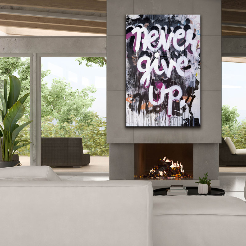 Toile épique Graffiti «Never Donnez Up» par Kent Youngstrom, 40 po x 60 po, H 60 po x l 40 po