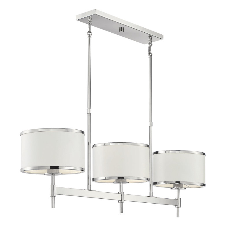 Braselton 3 - Light Kitchen Island Pendant, White, Polished Nickel