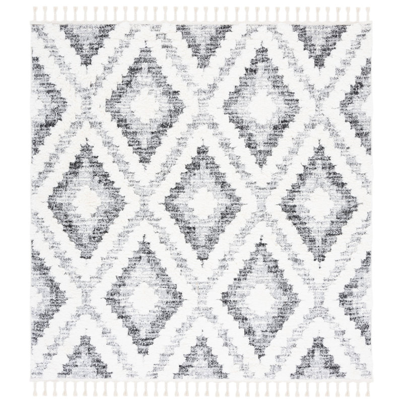Aidaliz Tassel Shag Performance Southwestern Rug, Square 6'7"