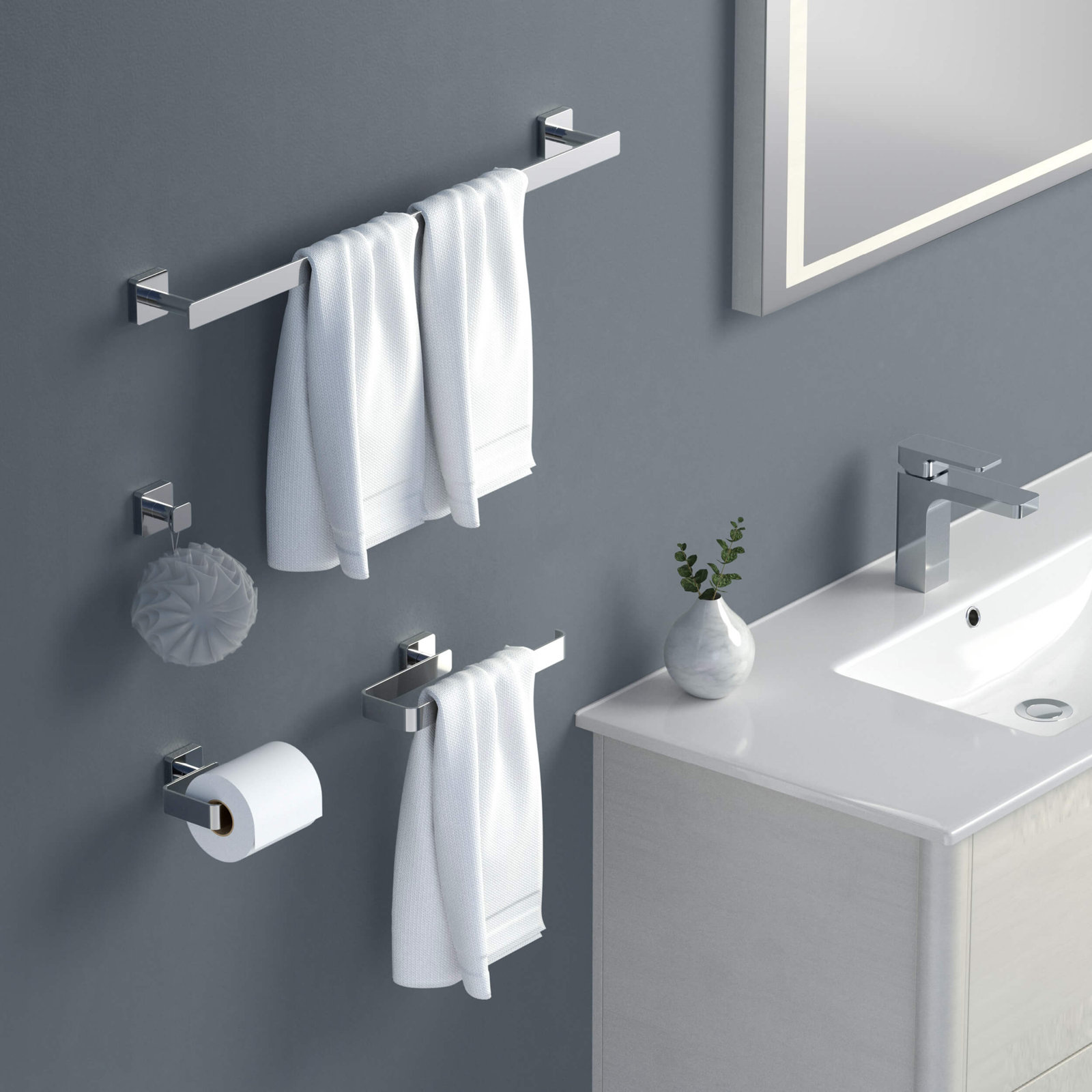 Blaze 4-Piece Bathroom Hardware Set, Chrome