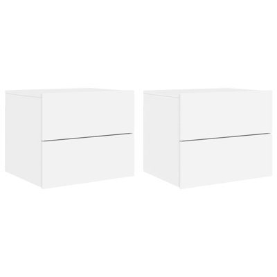 vidaXL Wall-mounted Bedside Cabinets with LED Lights Furniture for Bedroom by VidaXL