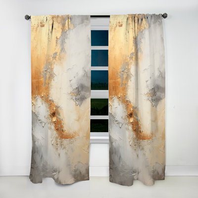 Amboise Beige And Gold Minimalism Storms I - Traditional Curtain - Velvet Room Darkening - 1 panel