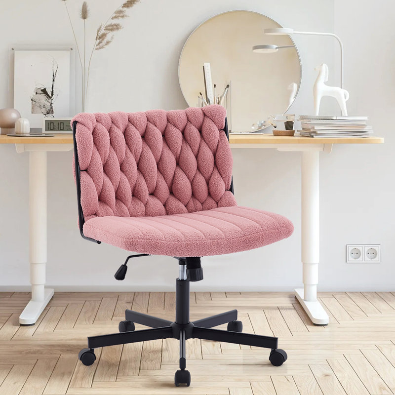 Upholstered Teddy Swivel Accent Chair, Pink