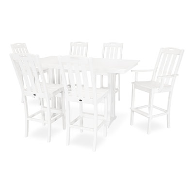 Yacht Club 7-Piece Farmhouse Trestle Bar Set