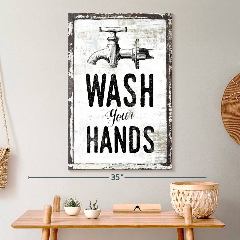 «Wash Your Hands», impression sur toile, H 30 po x l 20 po x P 1,25 po