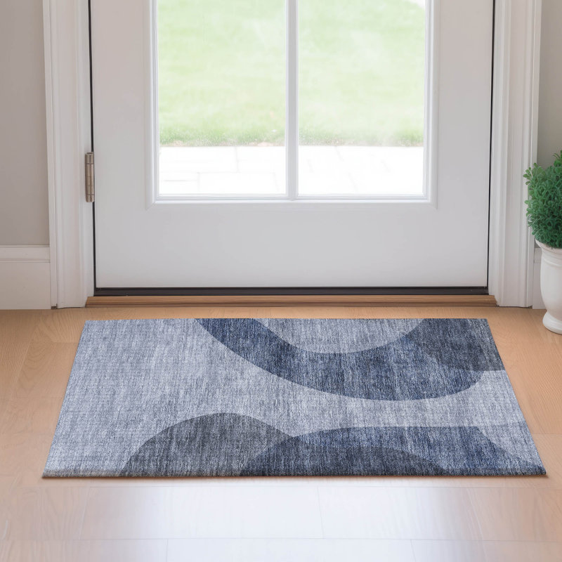 Premium Machine Washable Arnette Blue Rug, Rectangle 1'8" x 2'6"