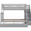 Lit superposé simple au-dessus d'un lit double gris avec escalier et lit gigogne - Mobilier de chambre à coucher moderne, idée d'économie d'espace-1385228422