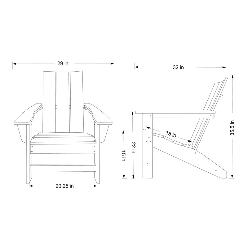 Chaise Adirondack moderne en PEHD toutes saisons Meridian, Brun