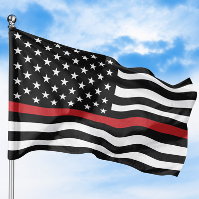 Drapeau de pompiers « Thin Red Line » (122 x 183 cm) – Polyester résistant et inaltérable, double couture, œillets en laiton – Impression HD – Fabriqué aux États-Unis