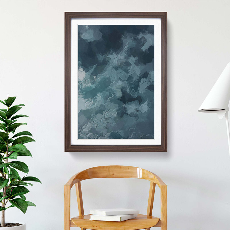 Teal Skies in Abstract - Framed Print, 48cm H x 36cm W x 2cm D, Walnut Framed