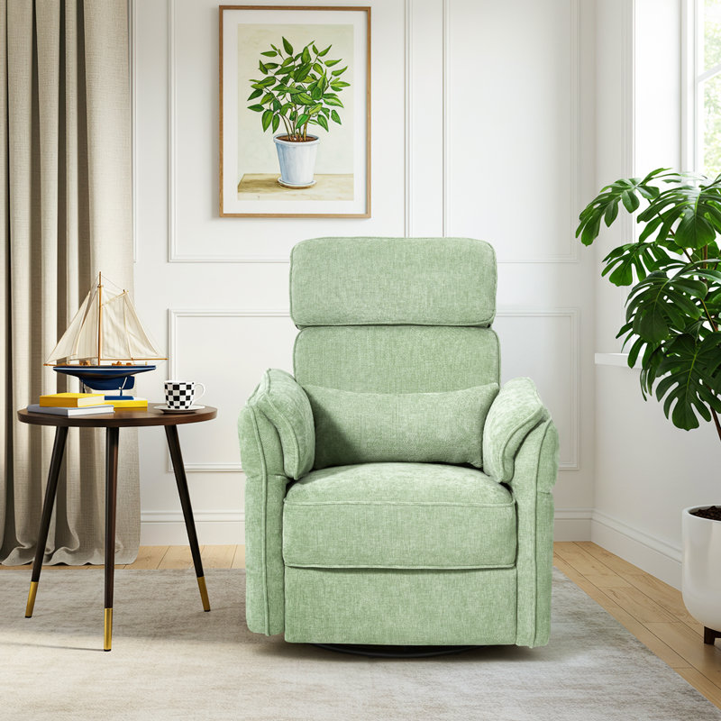 Power Swivel Recliner Glider With Adjustable Headrests & Armrests,  Usb And Type-C Charging Ports, Green