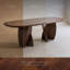 Table de salle à manger ovale en bois massif avec double piédestal Rozella