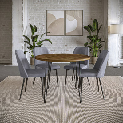 Dawley 4-Person Round Solid Wood Top Dining Set