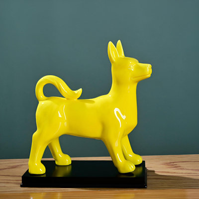Figurine classique de chien chinois - art en porcelaine de haute qualité