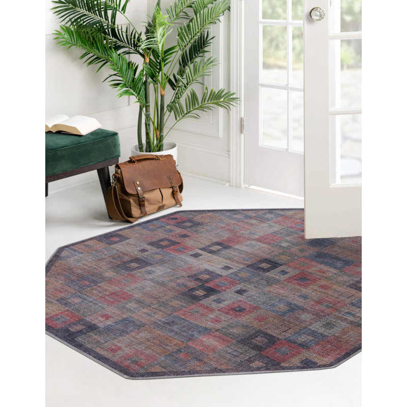 Sisu Checkered Indoor Rug, Octagon 7'10" x 7'10"