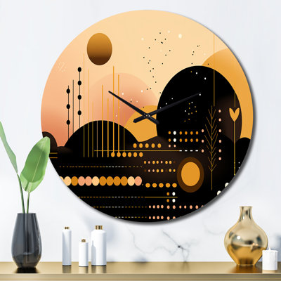 Pleine lune City Minimalismin Retro III - Horloge murale moderne géométrique