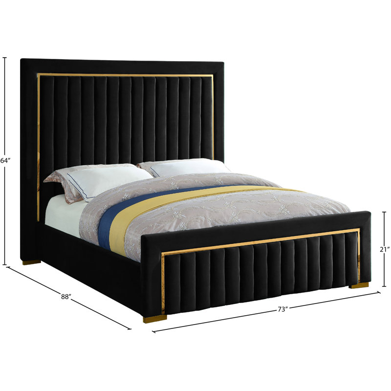 Lit-bateau tapissier Dolce, Grand, Velours noir vivant