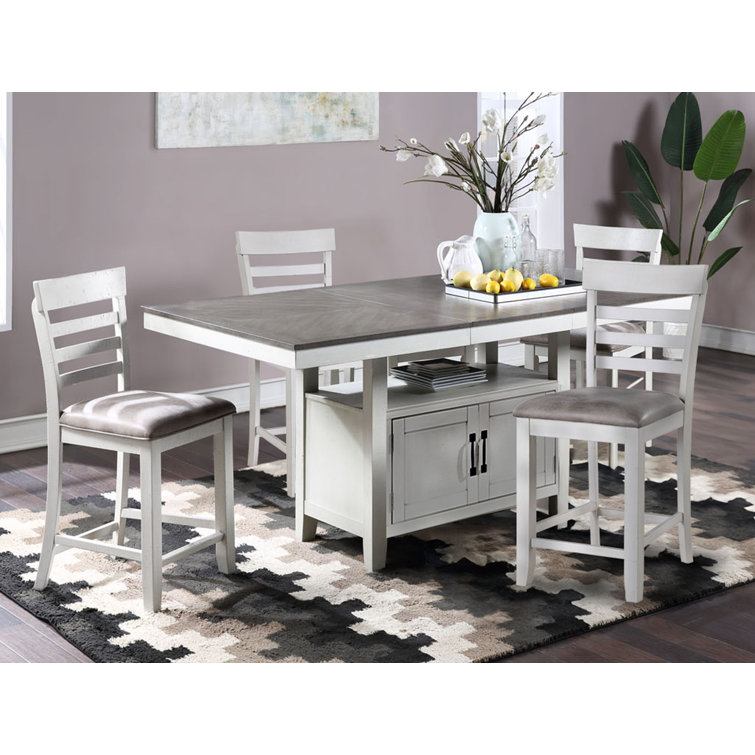 Fulkerson 5-Piece Counter Height Extendable Rubberwood Solid Wood Dining Set