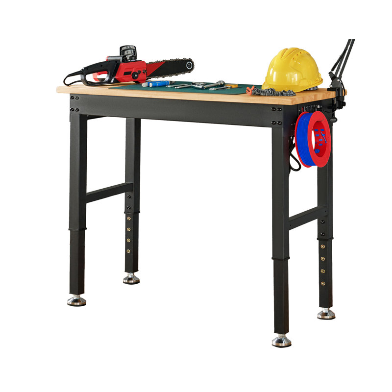 Établi pliable de l 72 po x P 24 po avec support à outils mural, hauteur réglable de 30,7 po à 40 po, prises et crochets, capacité de 1 870 lb pour le garage, l'atelier et le bureau
