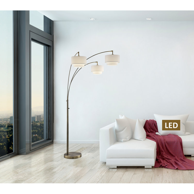 Deemer 83'' Antique Brass Tree Floor Lamp, Beige