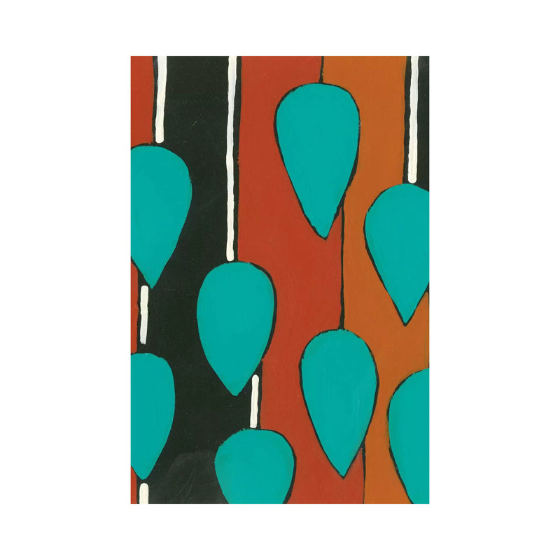Rouille et sarcelle à motifs V - Toile tendue, H 26 po x l 18 po x P 1,5 po