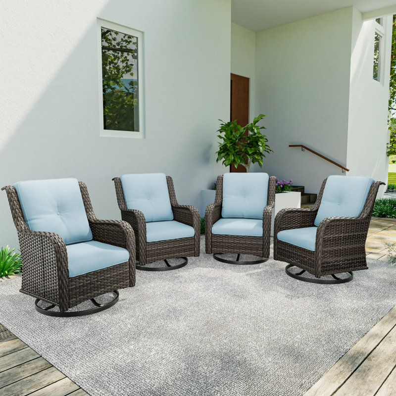 Ivandell Swivel Outdoor Lounge Chair, Sky Blue