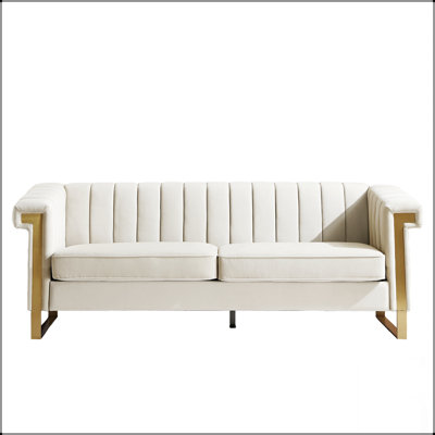 Modern Soft Fabric Sofa With Comfortable Back Support, Perfect For Elegant And Refined Living Rooms.