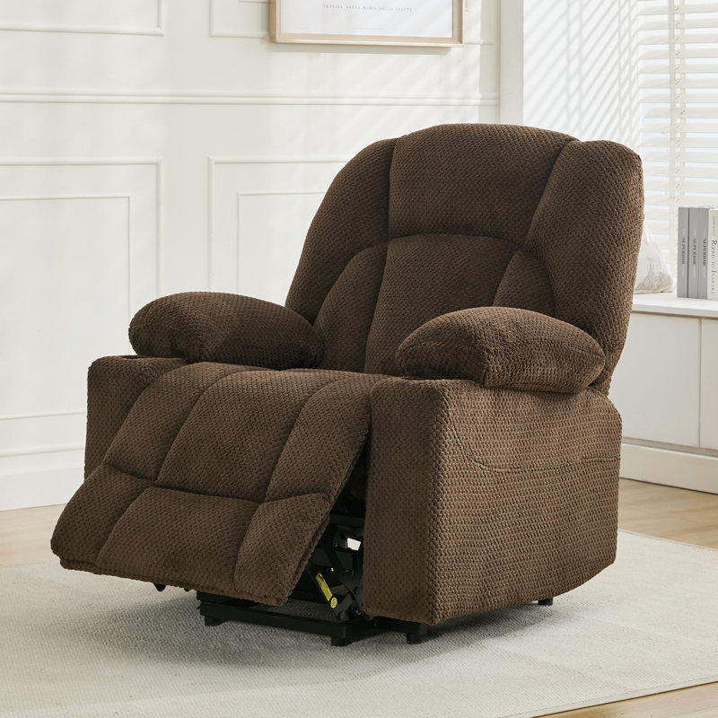 Fauteuil inclinable électrique avec porte-gobelet Levontae, Microfibre/microsuède brun