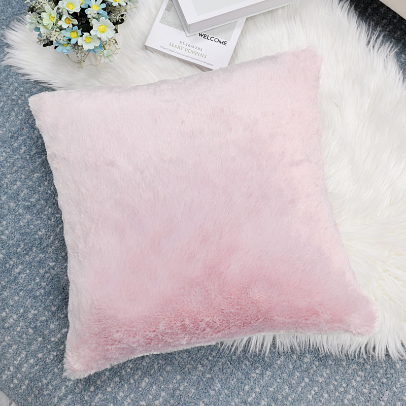Housse de coussin réversible en fausse fourrure, Rose
