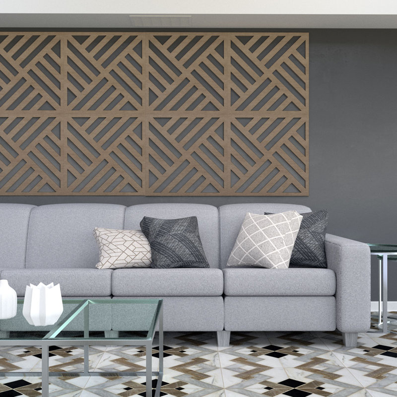 Allen Decorative Fretwork Wood Wall Panels, Cherry, 7 3/8"H x 7 3/8"W x 1/4"D