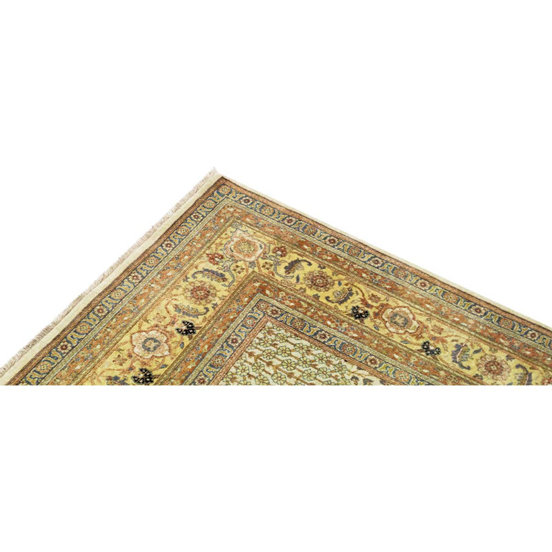 Tapis doré / ivoire de haute qualité noué à la main