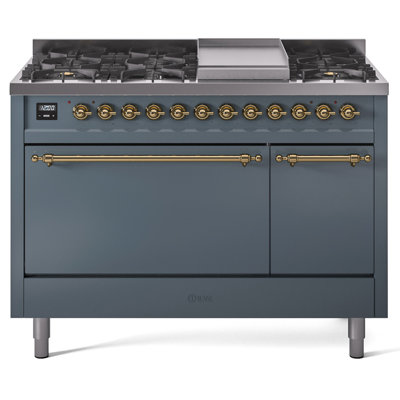 ILVE Nostalgie II 48 in Dual Fuel Range, 8 Burner, Griddle
