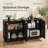 Modern 4-Door Fluted Storage Cabinet, Wood Accent Sideboard With Gold Handles, Freestanding Console Table-1569759792