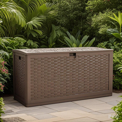 Boîte de rangement en résine brun 9 9 gallons, boîte de terrasse pour la livraison de colis