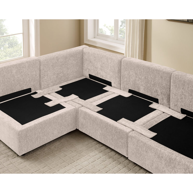 Mobeena 93.7'' Modular Sectionals, Linen Polyester