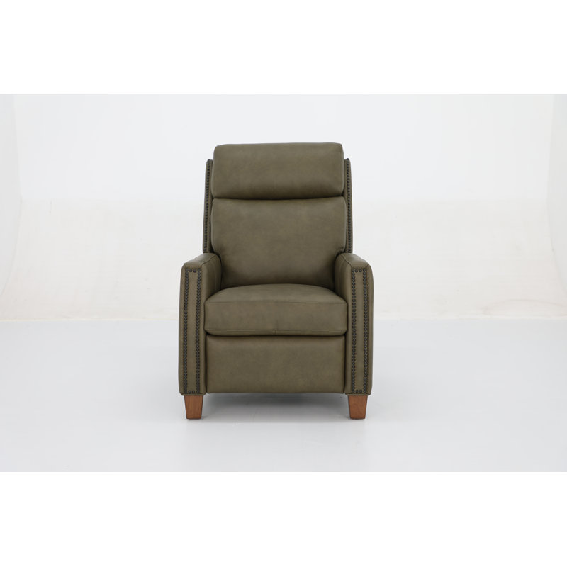 Nygaard 31.1" Wide Genuine Leather Power Wing Chair Recliner, Green
