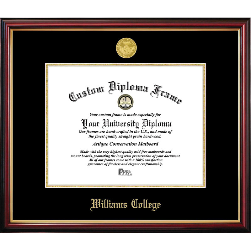 Cadre de petit diplôme Williams College, L 11 po x H 8,5 po, NCAA Williams College