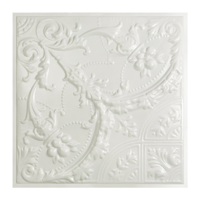 Dalle de plafond 2 pi x 2 pi en étain Great Lakes Saginaw (paquet de 5), Blanc brillant