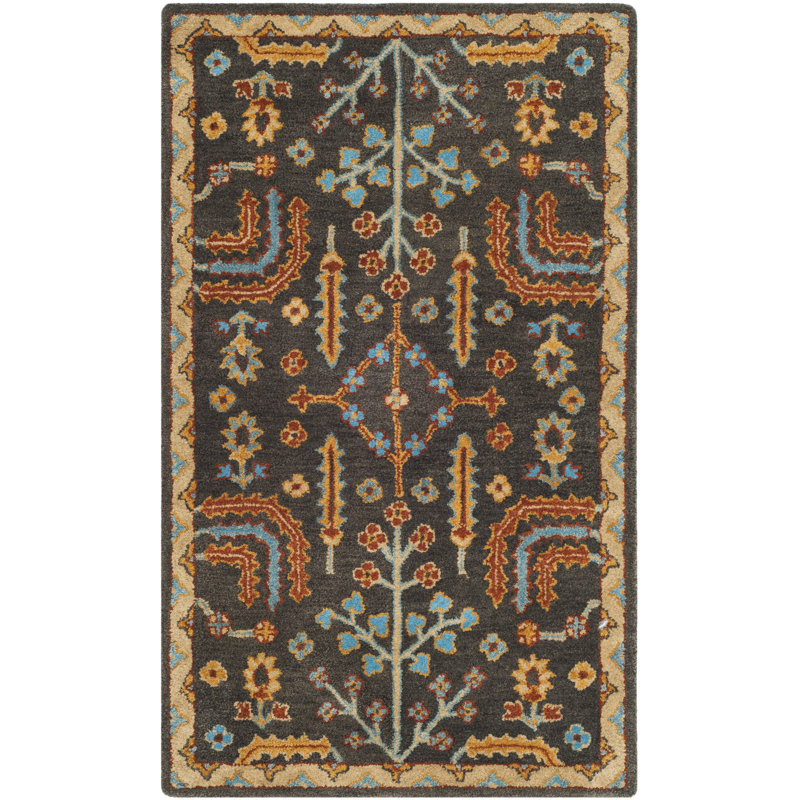 Tapis gris anthracite en laine touffeté à la main Boyd, Rectangle 4 pi x 6 pi