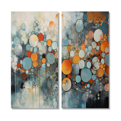 Orange And Blue Geometric Illusions - Abstract Geometric Canvas Prints