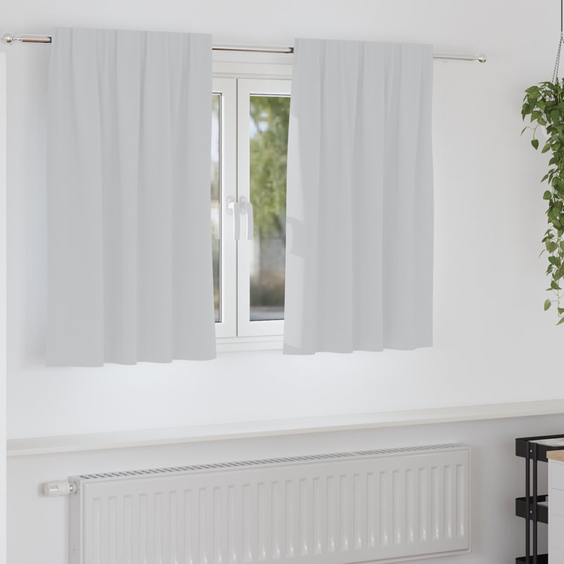 Curtains With Curtains 2 Pcs Polyester, Pale Grey, 140cm Width x 140cm Drop