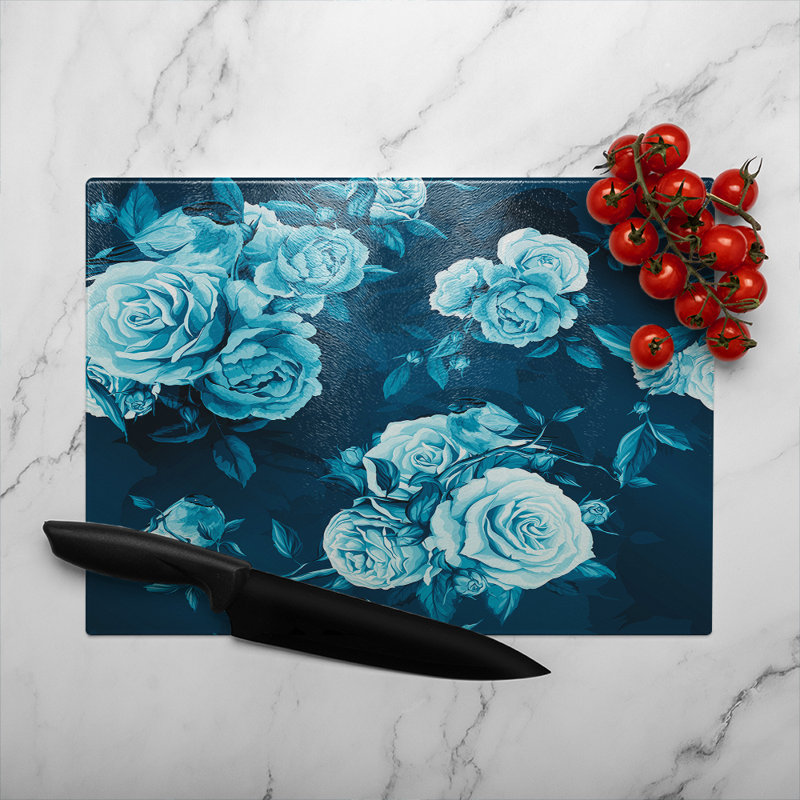 Winter Roses Glass Chopping Board, 40cm L x 28cm W